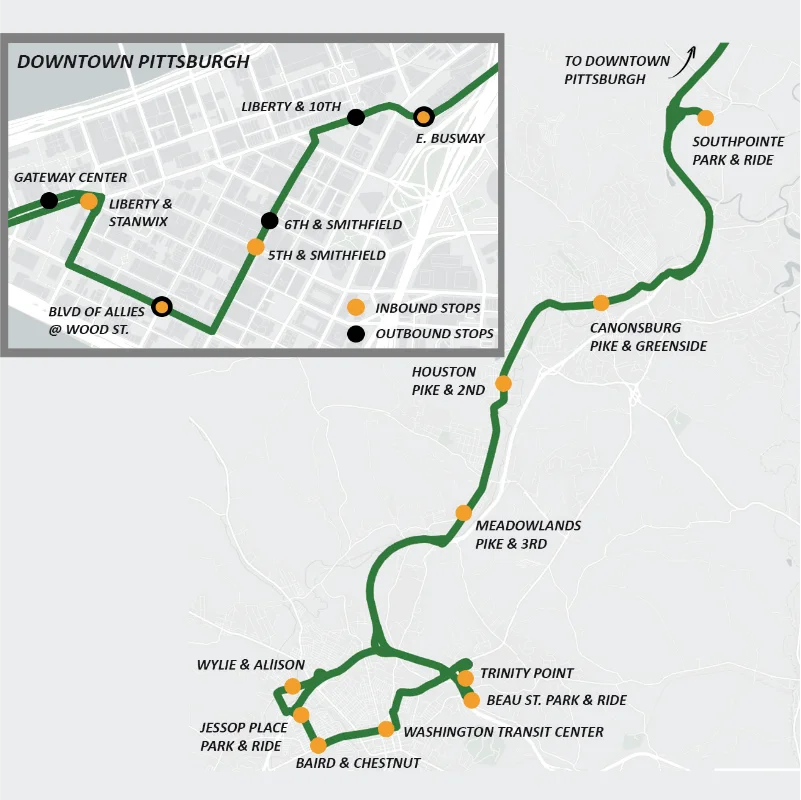 Freedom Transit Metro Commuter bus route in Washington County PA